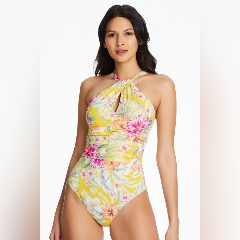 Bleu by Rod Beattie Paradiso High Neck Keyhole Mio One-Piece size 8 nwot